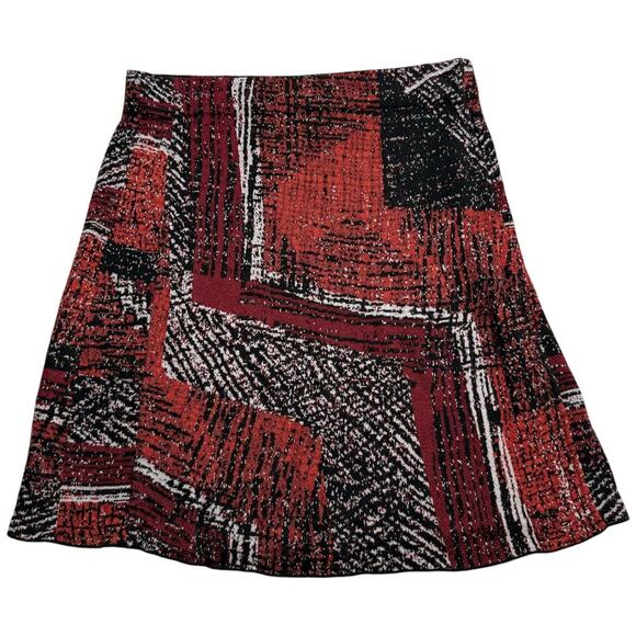 Nic & Zoe Knit Skirt Stretch Pull On Abstract Design Womens Sz Medium Red Black - Picture 1 of 5
